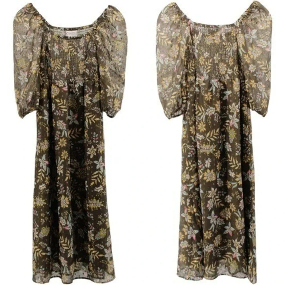 Nanette Lepore Tinsel Floral Milk Maid‎ Fairycore Whimsical Summer Dress Size S